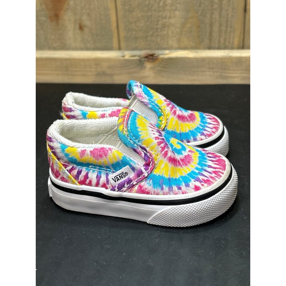 Vans Toddler Size 2 Slip-On Shoes Tie-Dye Canvas Multicolor